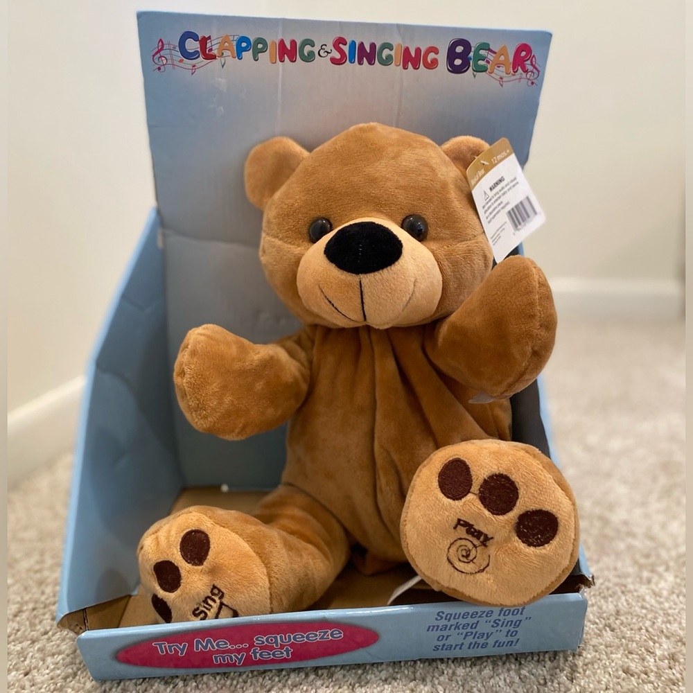 Etna Clapping & Singing Musical Stuffed Bear With Moving Hands Brown Plush Toy
